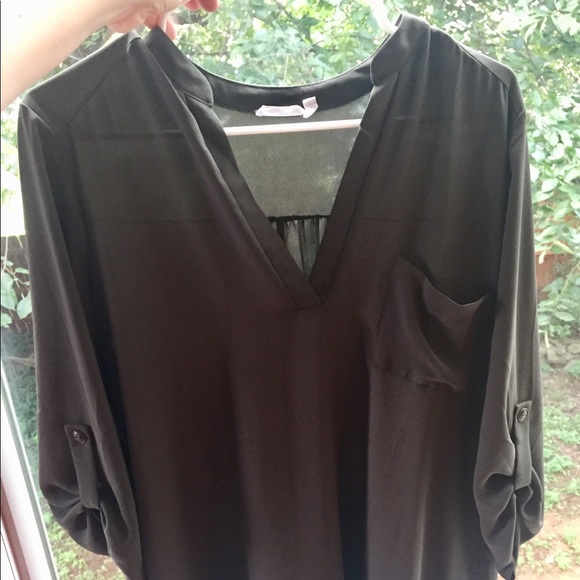 LUSH Olive Green Blouse- Size L - Picture 1 of 7